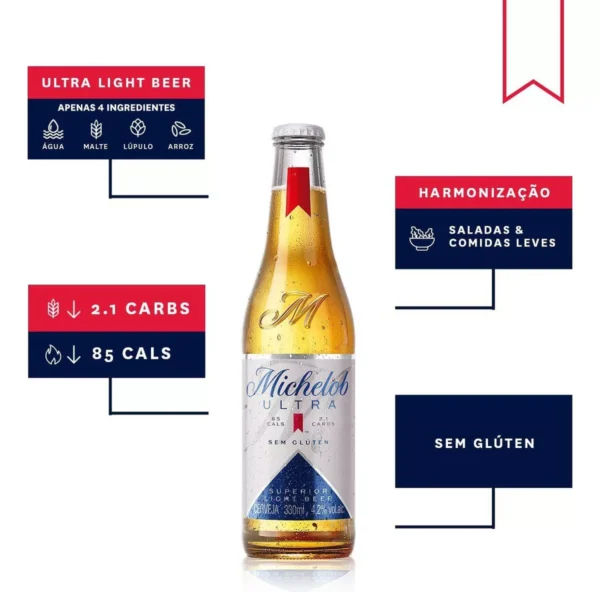 Cerveja Michelob Ultra Long Neck 330ml Com 6 Unidades - Image 2