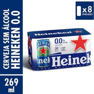 Heineken Cerveja Lager, Sem Alcool Lata 269ml, Pack 8 Unidades Zero